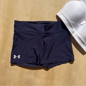 Under armor sports shorts size small athletic workout spandex fitted navy blue